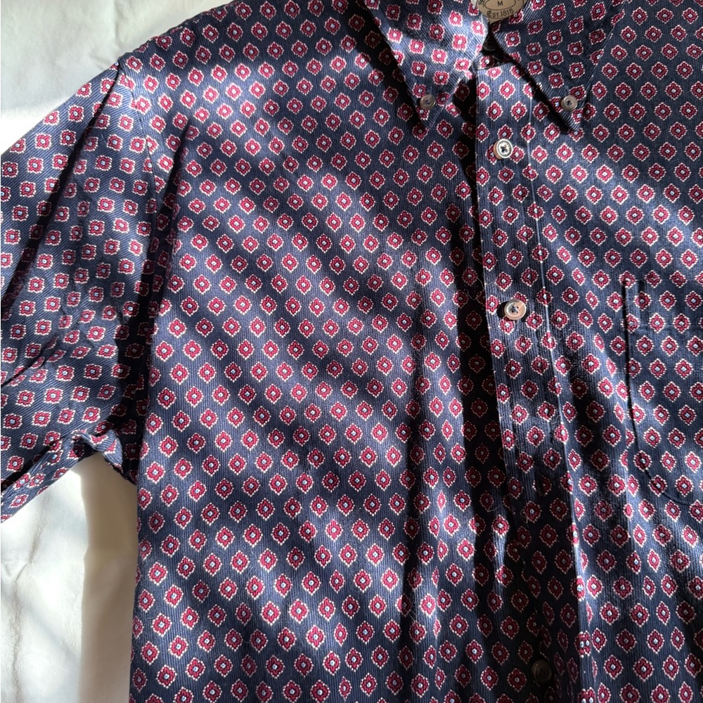 BrooksBrothers Shirt Men's M Regent Fit Navy/Red Corduroy Button Down Floral
